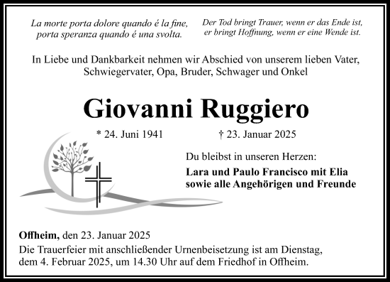 Traueranzeige von Giovanni Ruggiero von Nassauische Neue Presse