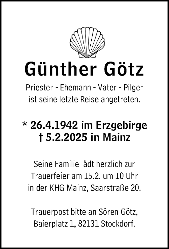 Traueranzeige von Günther Götz von Darmstädter Echo