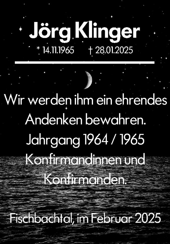 Traueranzeige von Jörg Klinger von Darmstädter Echo