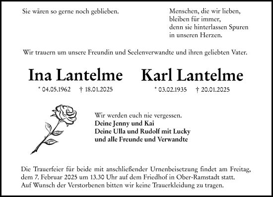Traueranzeige von Karl Lantelme von Darmstädter Echo