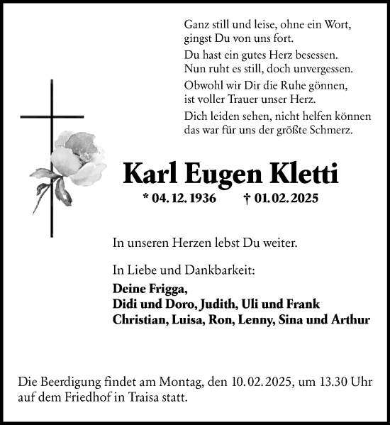 Traueranzeige von Karl Eugen Kletti von Darmstädter Echo