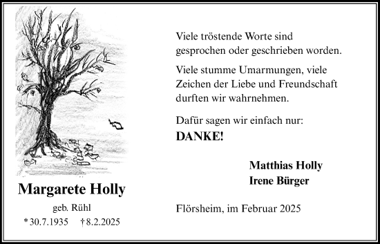 Traueranzeige von Margarete Holly von Rüsselsheimer Echo