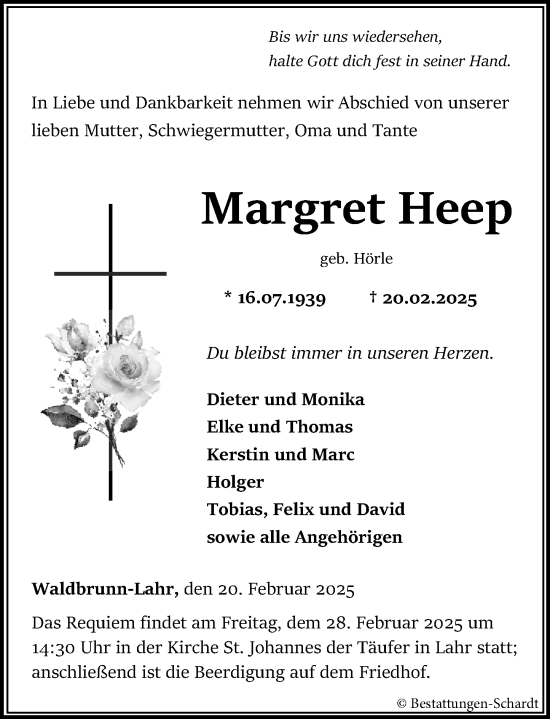 Traueranzeige von Margret Heep von Nassauische Neue Presse