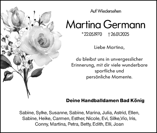 Traueranzeige von Martina Germann von Odenwälder Echo