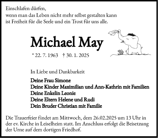 Traueranzeige von Michael May von Wormser Zeitung