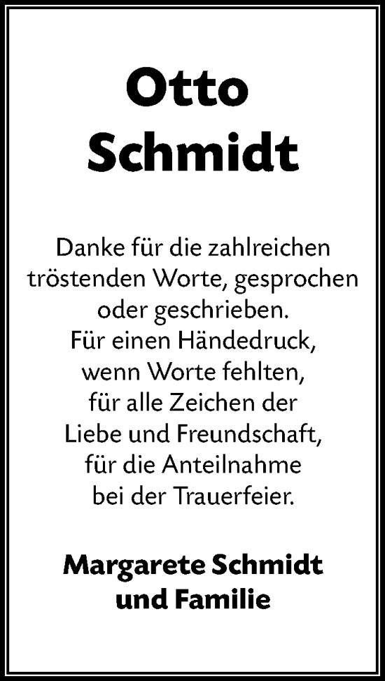 Traueranzeige von Otto Schmidt von Starkenburger Echo