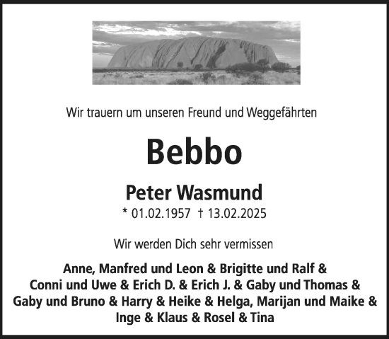 Traueranzeige von Peter Wasmund von Darmstädter Echo