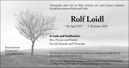 Traueranzeige von Rolf Loidl von Rüsselsheimer Echo