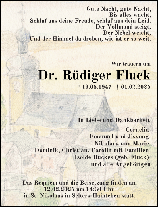 Traueranzeige von Rüdiger Fluck von Weilburger Tageblatt