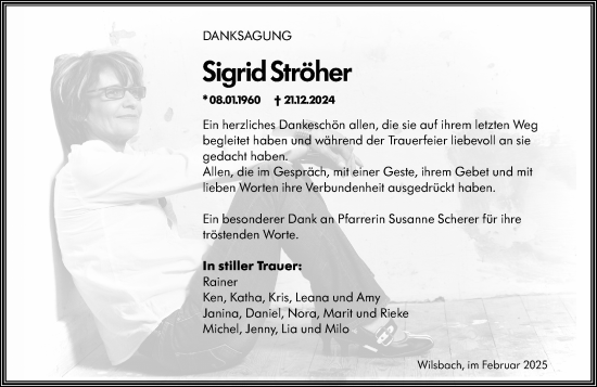 Traueranzeige von Sigrid Ströher von Wetzlarer Neue Zeitung