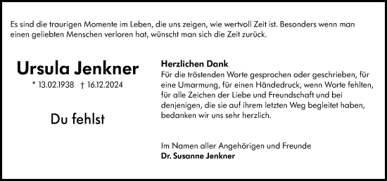 Traueranzeige von Ursula Jenkner von Rüsselsheimer Echo
