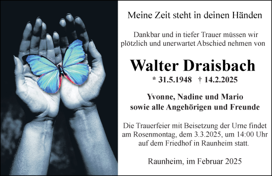Traueranzeige von Walter Draisbach von Rüsselsheimer Echo