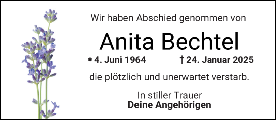 Traueranzeige von Anita Bechtel von Starkenburger Echo