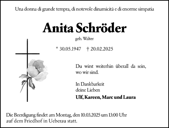 Traueranzeige von Anita Schröder von Darmstädter Echo