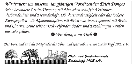 Traueranzeige von Erich Donges von Hinterländer Anzeiger