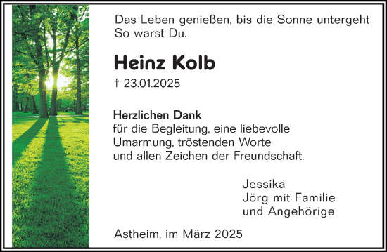 Traueranzeige von Heinz Kolb von Rüsselsheimer Echo