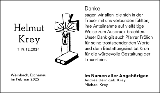Traueranzeige von Helmut Krey von Weilburger Tageblatt