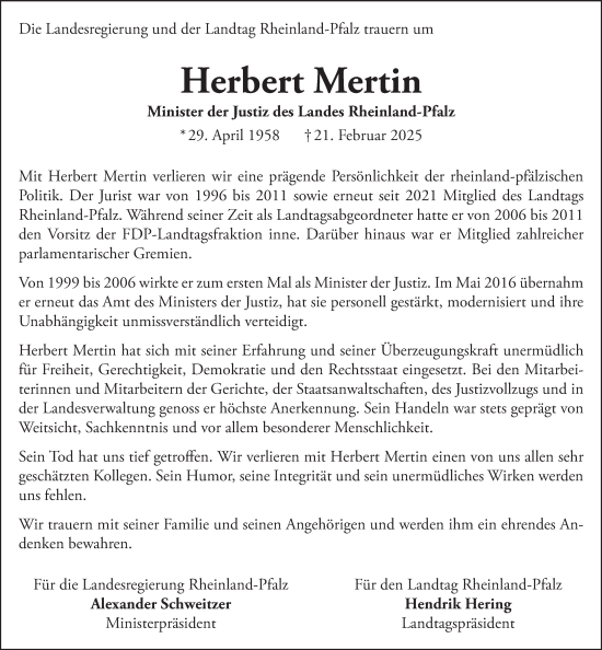Traueranzeige von Herbert Mertin von Allgemeine Zeitung Rheinhessen-Nahe