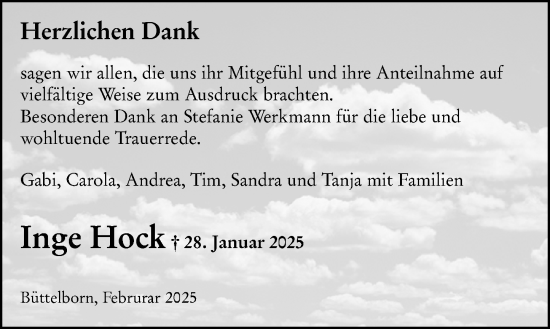 Traueranzeige von Inge Hock von Groß-Gerauer Echo
