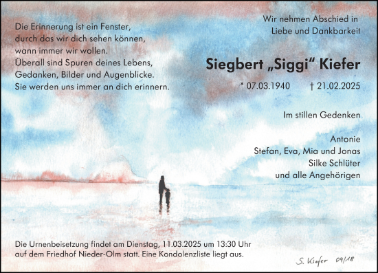 Traueranzeige von Siegbert Kiefer von Allgemeine Zeitung Mainz