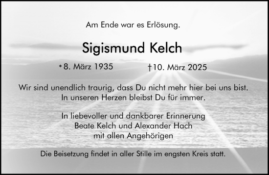 Traueranzeige von Sigismund Kelch von Rüsselsheimer Echo