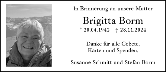 Traueranzeige von Brigitta Borm von Allgemeine Zeitung Mainz