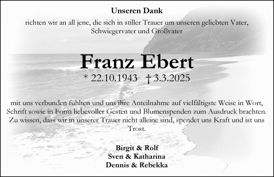 Traueranzeige von Franz Ebert von Rüsselsheimer Echo