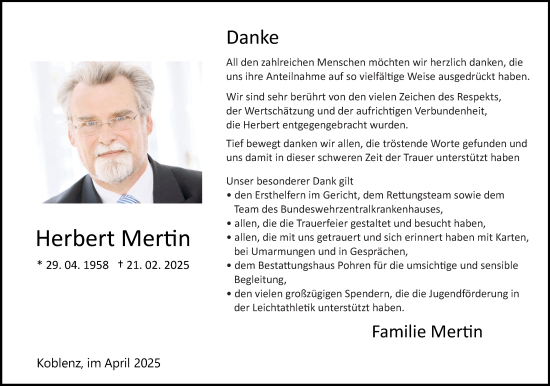 Traueranzeige von Herbert Mertin von Allgemeine Zeitung Mainz