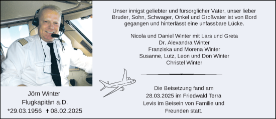 Traueranzeige von Jörn Winter von Allgemeine Zeitung Mainz