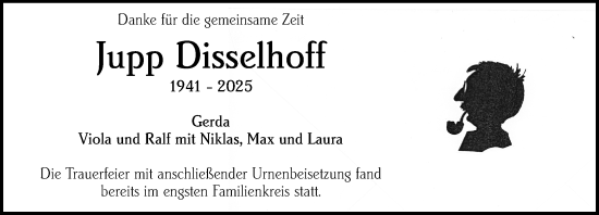 Traueranzeige von Jupp Disselhoff von Darmstädter Echo