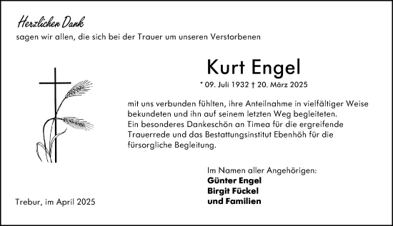 Traueranzeige von Kurt Engel von Groß-Gerauer Echo