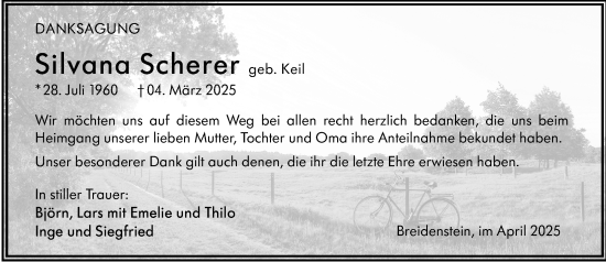 Traueranzeige von Silvana Scherer von Hinterländer Anzeiger