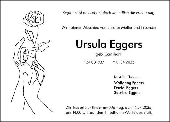 Traueranzeige von Ursula Eggers von Groß-Gerauer Echo