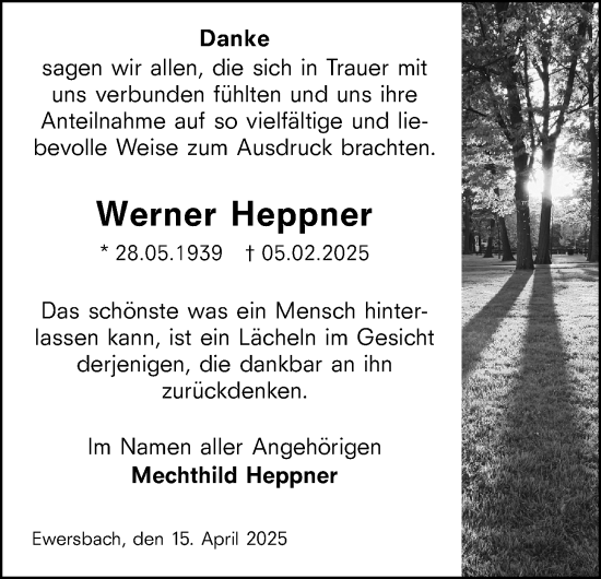 Traueranzeige von Werner Heppner von Dill Block