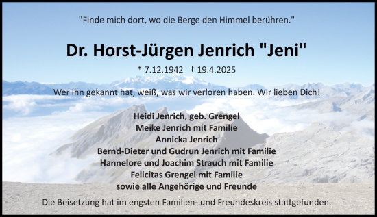Traueranzeige von Horst-Jürgen Jenrich von Allgemeine Zeitung Mainz