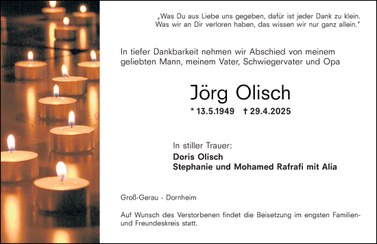 Traueranzeige von Jörg Olisch von Groß-Gerauer Echo