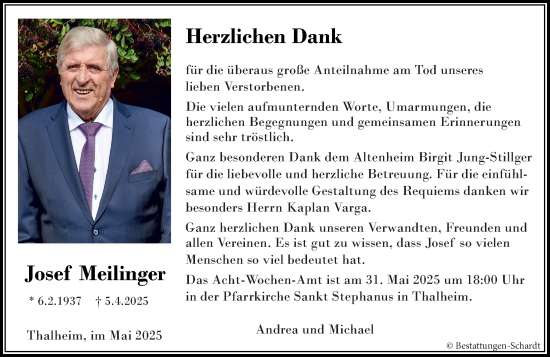 Traueranzeige von Josef Meilinger von Nassauische Neue Presse