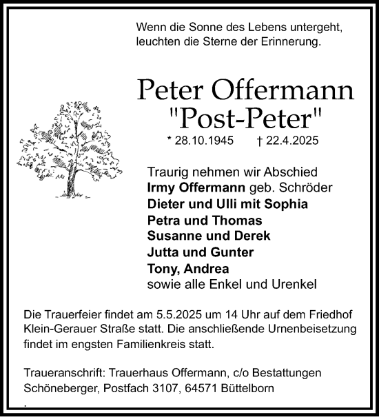 Traueranzeige von Peter Offermann von Groß-Gerauer Echo