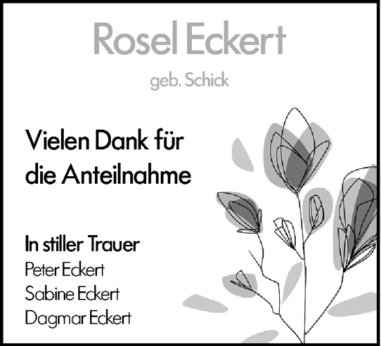 Traueranzeige von Rosel Eckert von Rüsselsheimer Echo