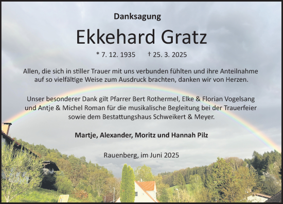 Traueranzeige von Ekkehard Gratz von Odenwälder Echo