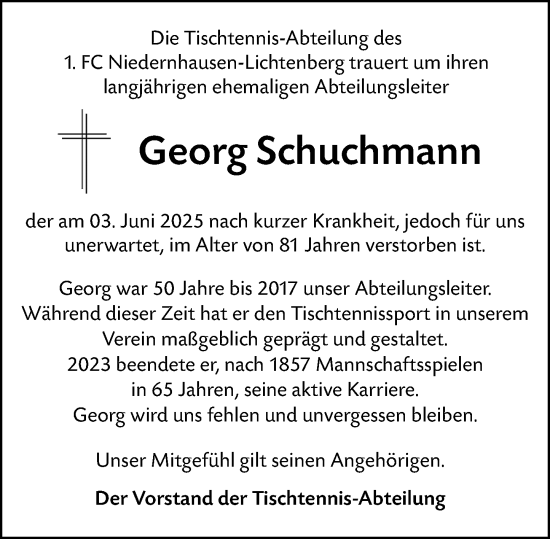 Traueranzeige von Georg Schuchmann von Darmstädter Echo