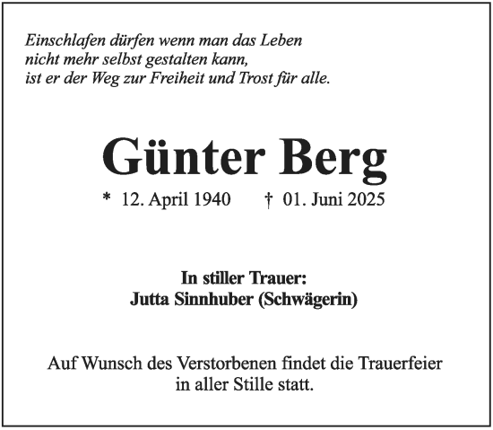 Traueranzeige von Günter Berg von Allgemeine Zeitung Rheinhessen-Nahe