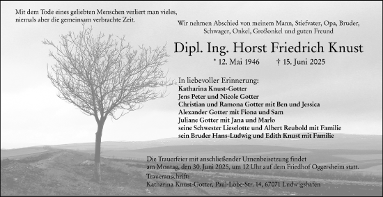 Traueranzeige von Horst Friedrich Knust von Odenwälder Echo