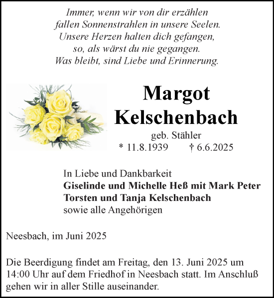 Traueranzeige von Margot Kelschenbach von Nassauische Neue Presse
