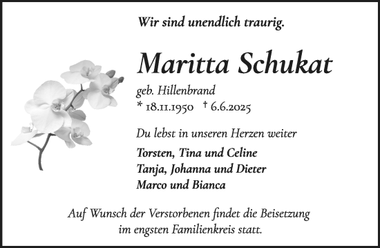 Traueranzeige von Maritta Schukat von Groß-Gerauer Echo