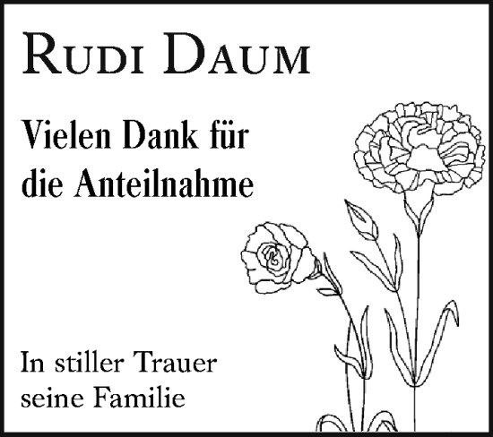 Traueranzeige von Rudi Daum von Rüsselsheimer Echo
