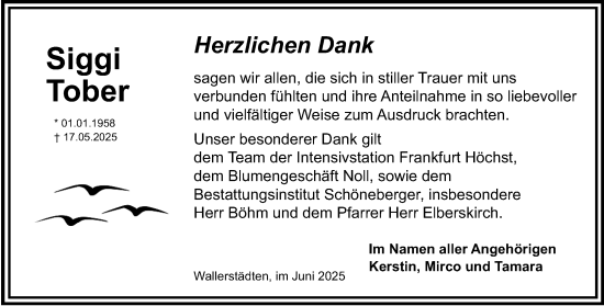 Traueranzeige von Siggi Tober von Groß-Gerauer Echo