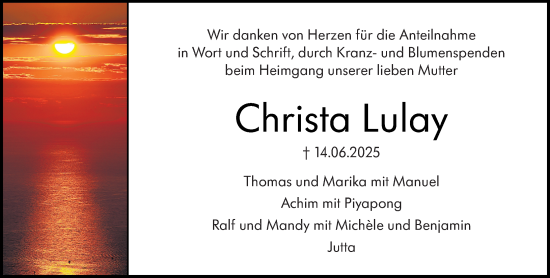Traueranzeige von Christa Lulay von Starkenburger Echo