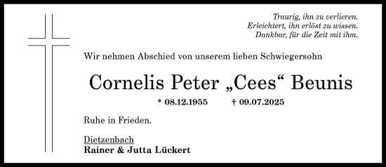 Traueranzeige von Cornelis Peter Beunis von Allgemeine Zeitung Rheinhessen-Nahe