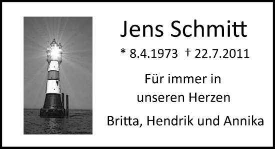 Traueranzeige von Jens Schmitt von Wiesbadener Kurier